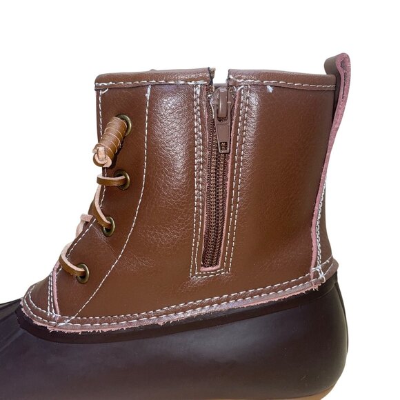Serra Women’s Brown Leather Faux Fur-Lined Insulated Waterproof Duck Boots Sz 9 - Picture 10 of 11
